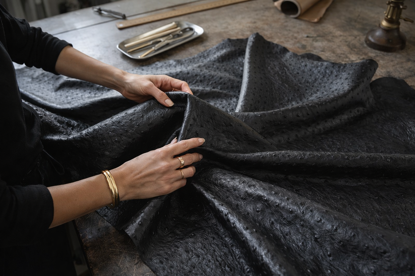 Arrari Ostrich in Atelier - handcrafted in Sellenes european atelier by hand, in limited series