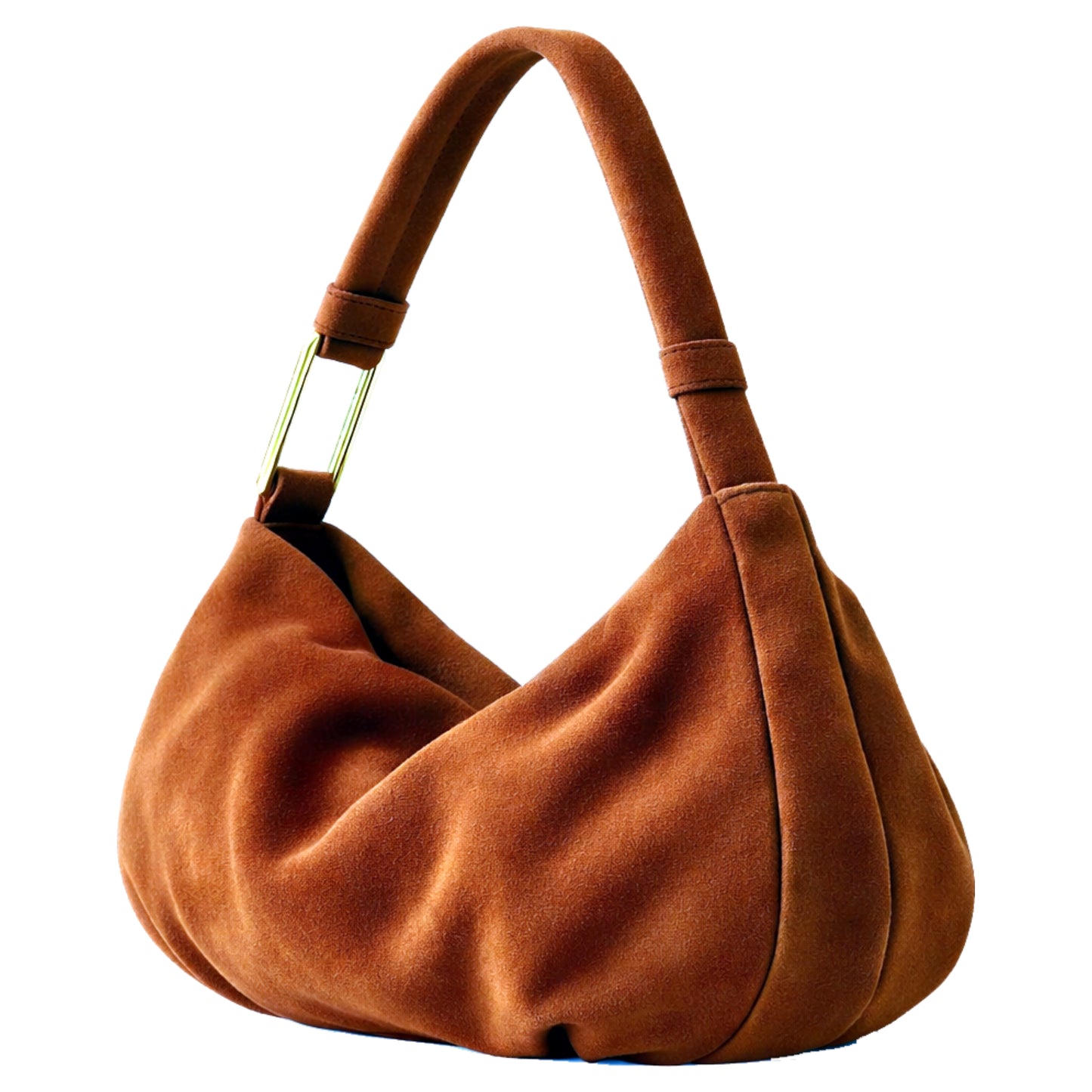 Sellenes The Hob is the everyday handbag, handcrafted of premium brown suede leather with gold plated hardwear