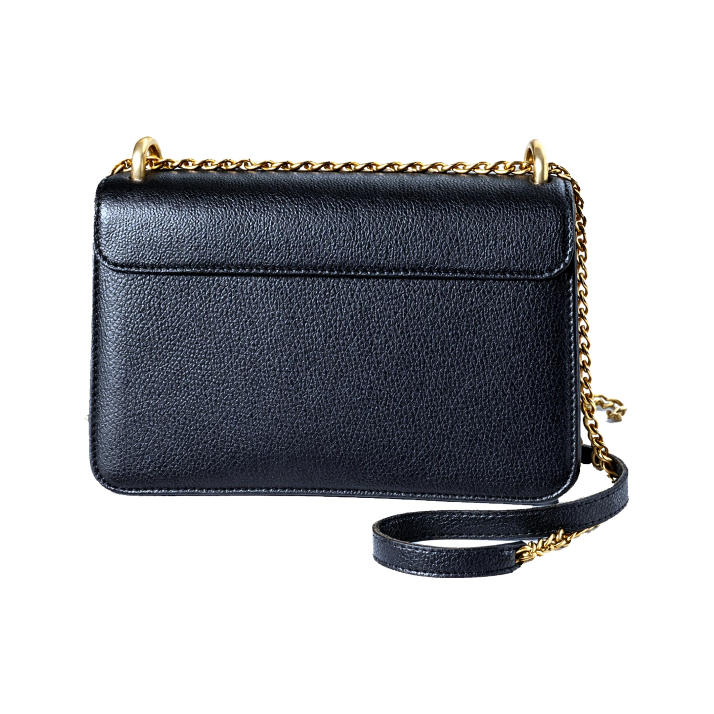 Moons Black Premium structurated bag by Sellenes made in premium leather with gold elegant chain