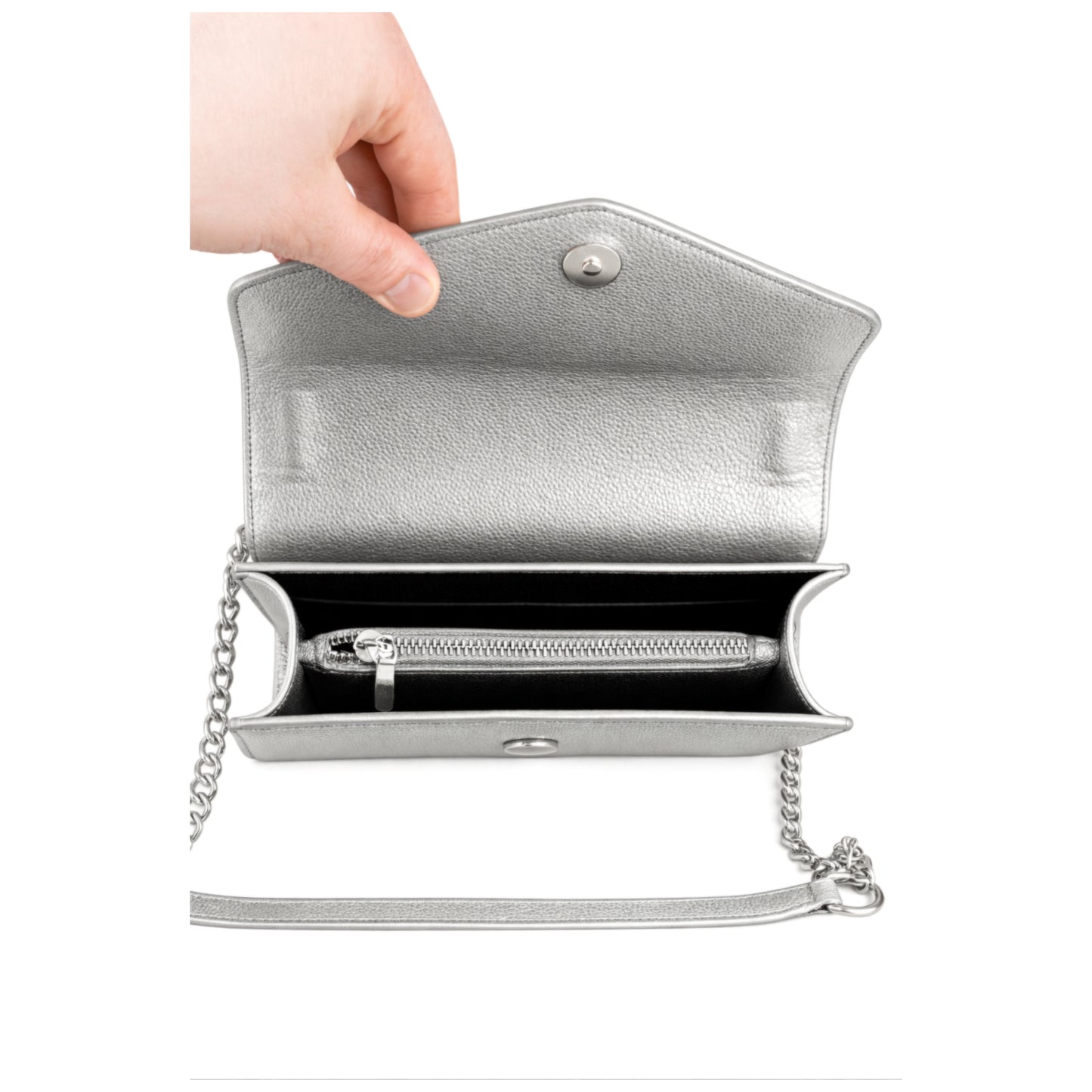 MoonS Silver by Sellenes - perfect crossbody bag handcrafted in limited edition inside view