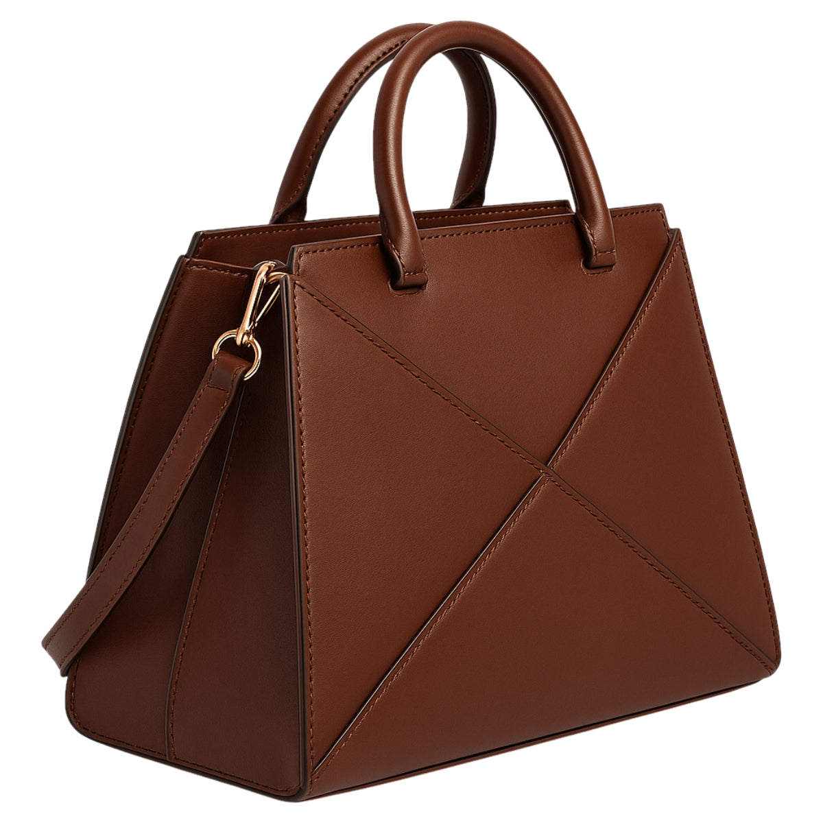 Sellenes Stella structurated brown handbag made in premium leather , handcrafted in limited edition