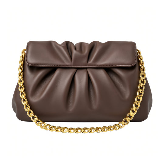 Vela Brown leather luxury handbag by Sellenes. Handcrafted in limited edition