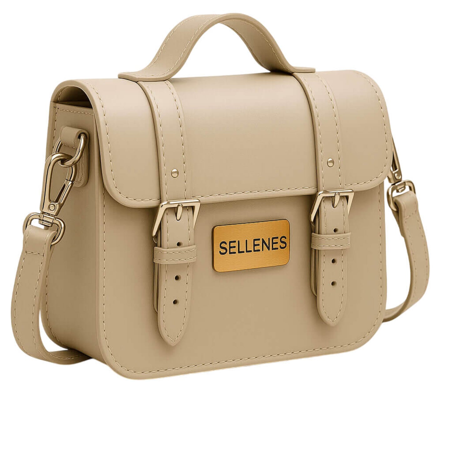 Birkbag luxury architectural beige leather Satchels bag