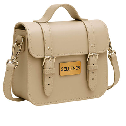 Birkbag luxury architectural beige leather Satchels bag