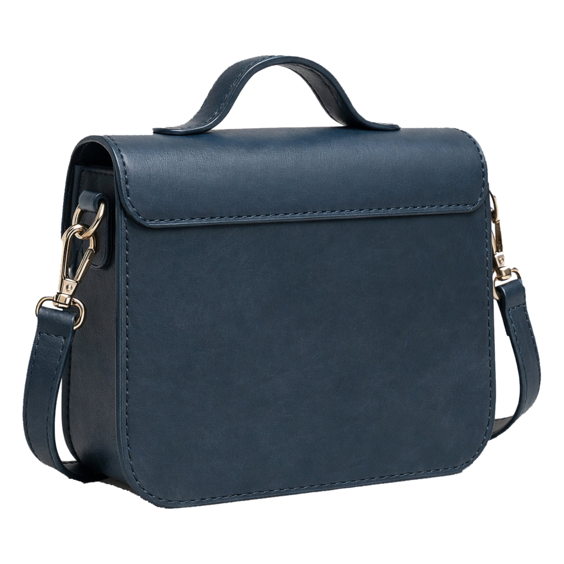 BirkBag by Sellenes - satchel handbag made in premium navy leather crossbody bag back