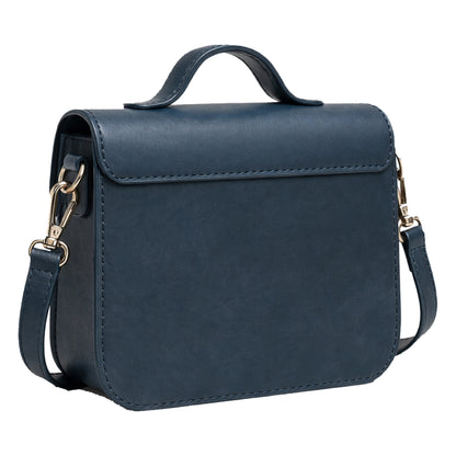 BirkBag by Sellenes - satchel handbag made in premium navy leather crossbody bag back