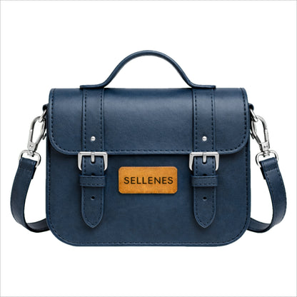BirkBag by Sellenes - satchel handbag made in premium navy leather crossbody bag handcrafted in limited edition