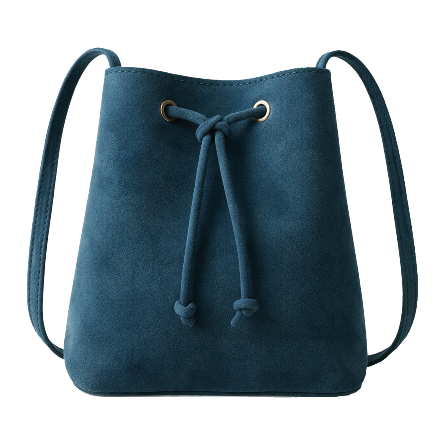 Sellenes Dolly petrol blue premium suede bucket bag , handcrafted in europe in limited edition
