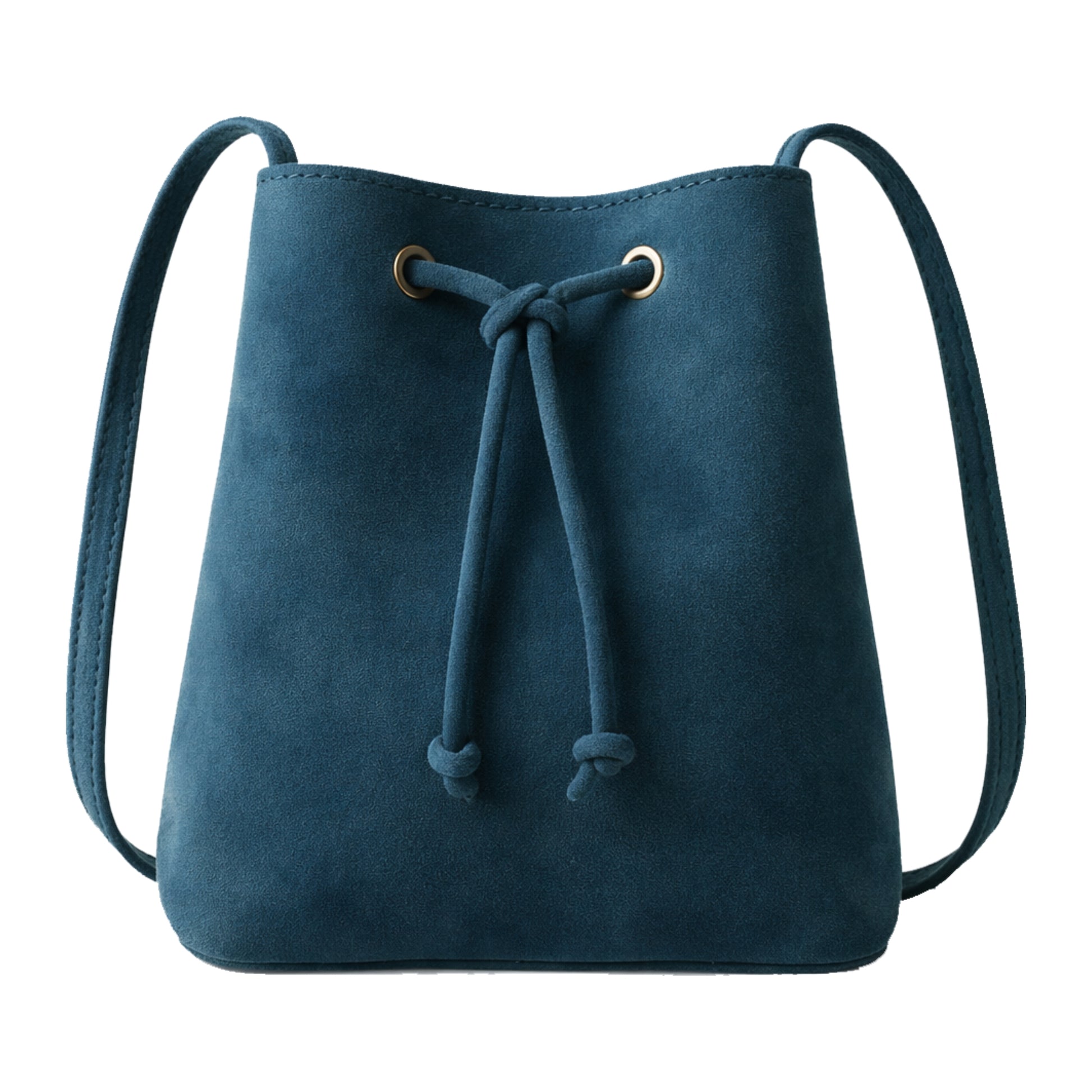 Sellenes Dolly petrol blue premium suede bucket bag , handcrafted in europe in limited edition