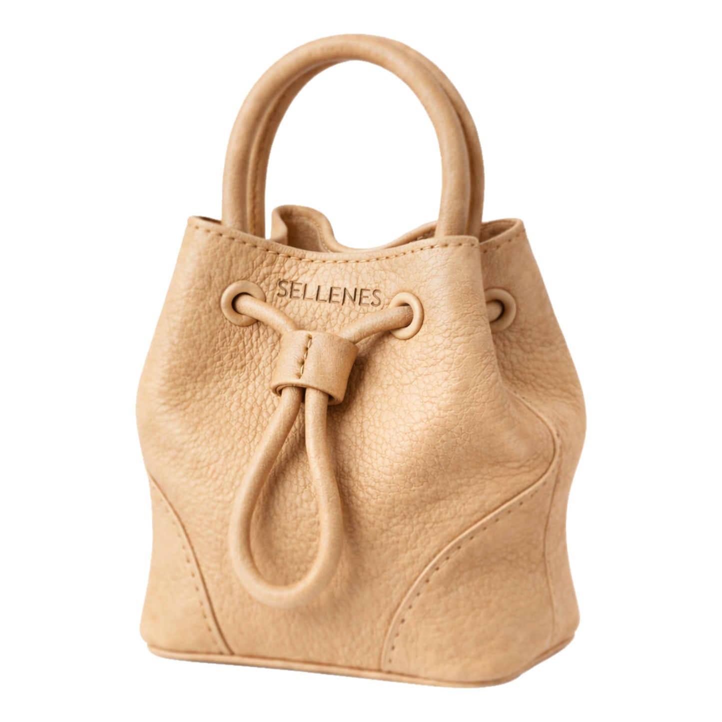 Dora Bucket luxury daily wear handbag by Sellenes, made of premium nude leather , handcrafted in Europe in limited edition
