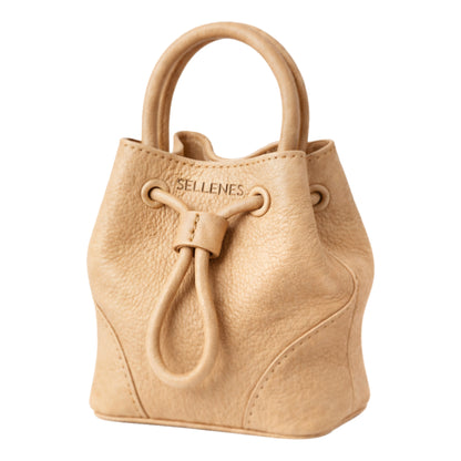 Dora Bucket luxury daily wear handbag by Sellenes, made of premium nude leather , handcrafted in Europe in limited edition