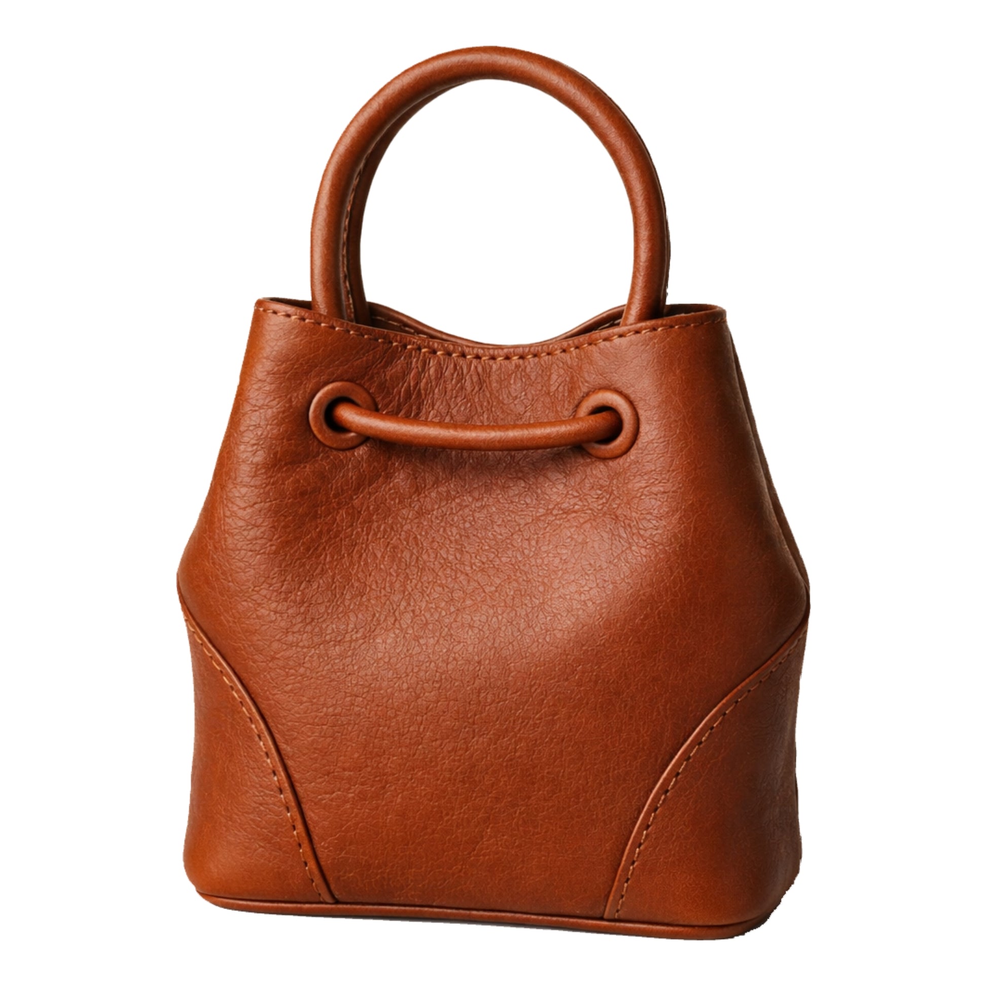 Dora Bucket  By Sellenes - luxury handbag made of reddish-brown premium leather back