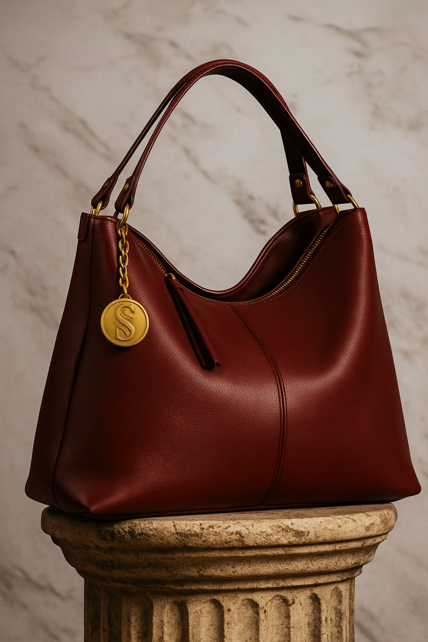 Eclate bordeaux architectural luxury handbag