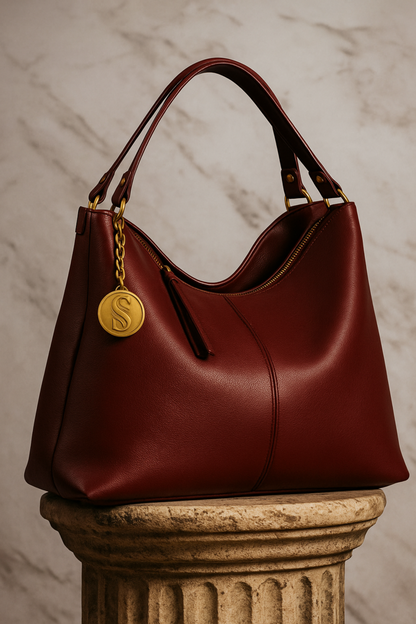 Eclate bordeaux architectural luxury handbag