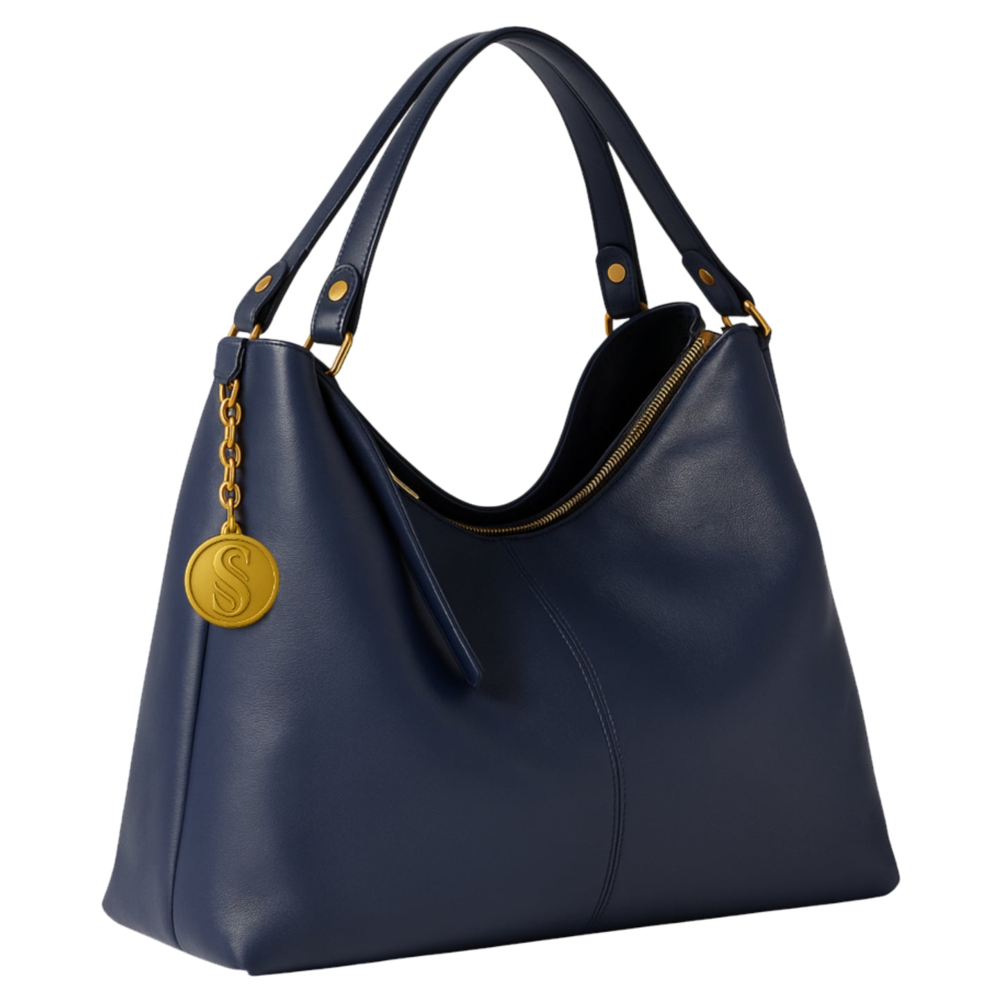 eclate navy leather luxury handbag