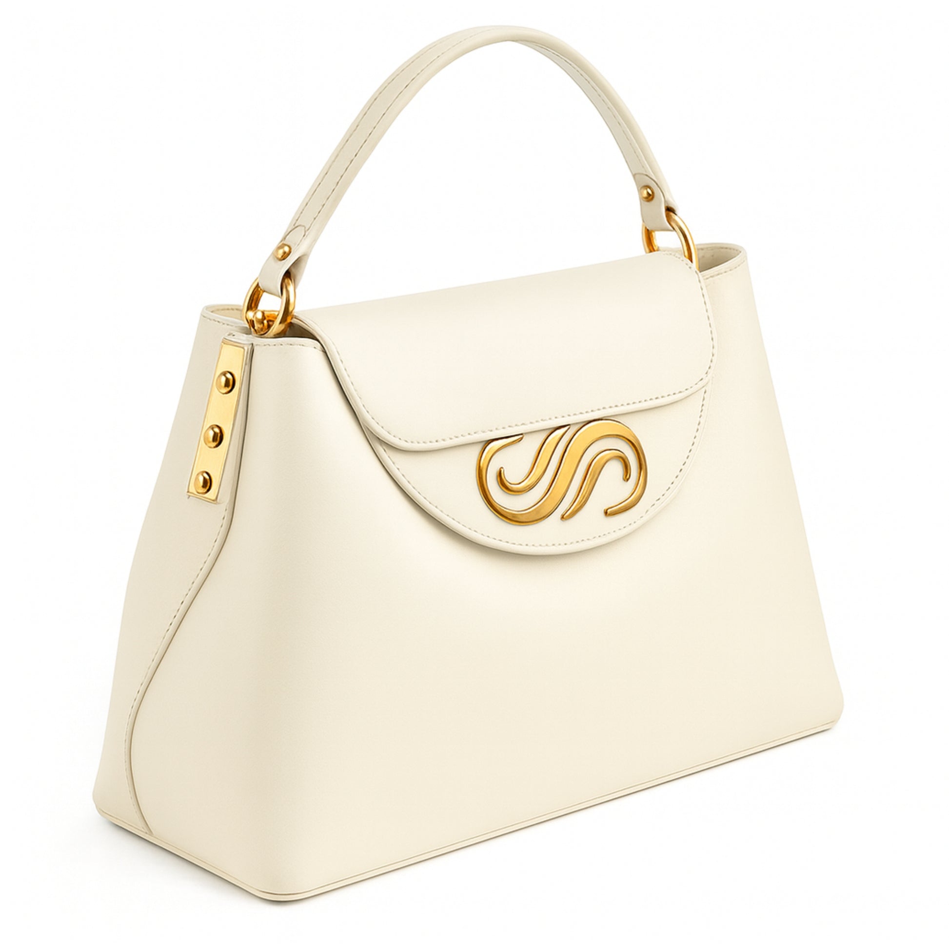 Esia by Sellenes - luxury structural white premium leather bag. Handcrafted in limited edition