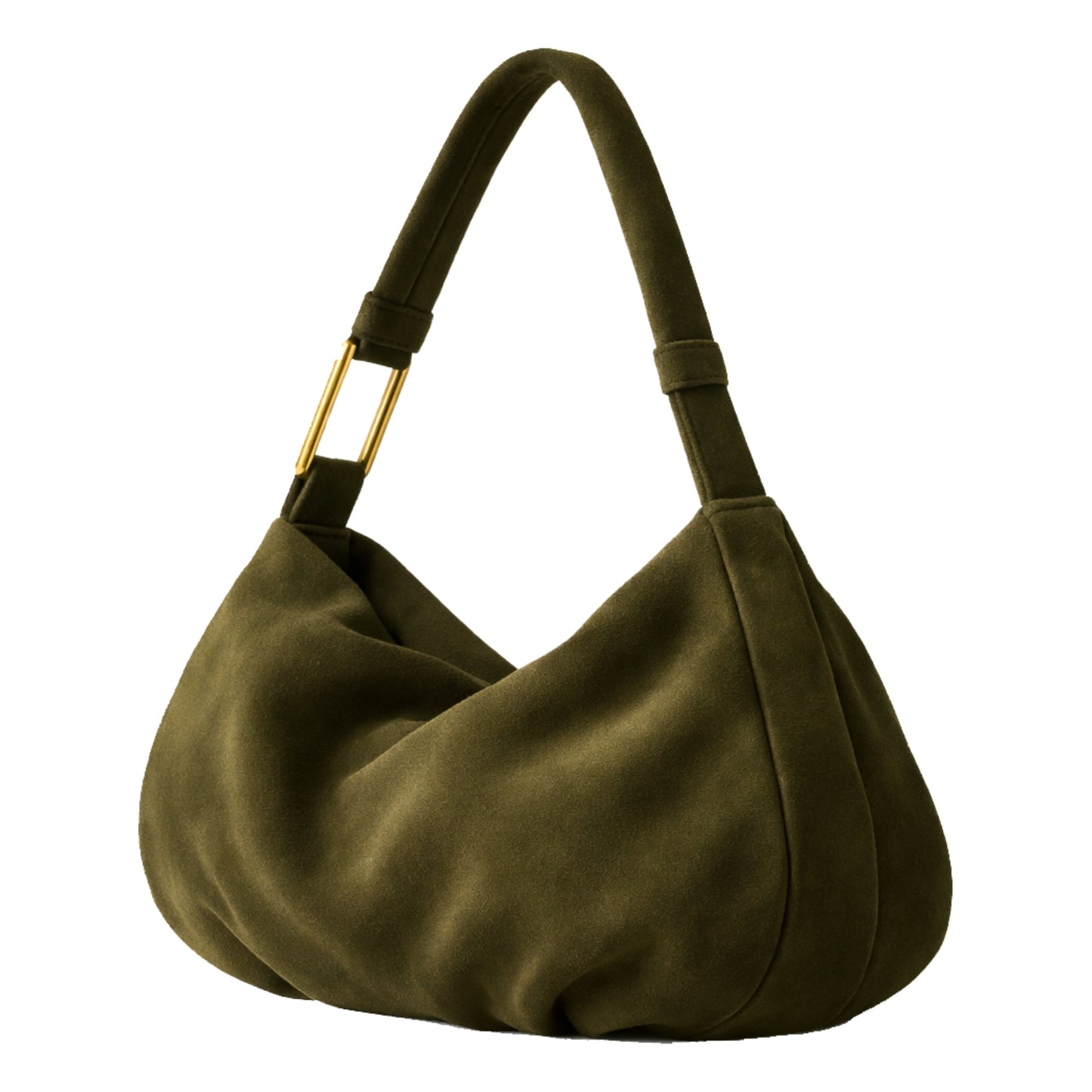 The Hob Sellenes handbag, made in premium green suede leather, with gold plated hardwear , handcrafted in europe in limited edition