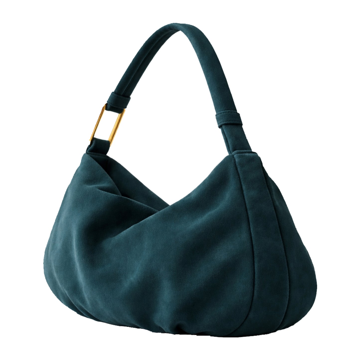 The Hob Sellenes handbag, made in premium blue suede leather, with gold plated hardwear