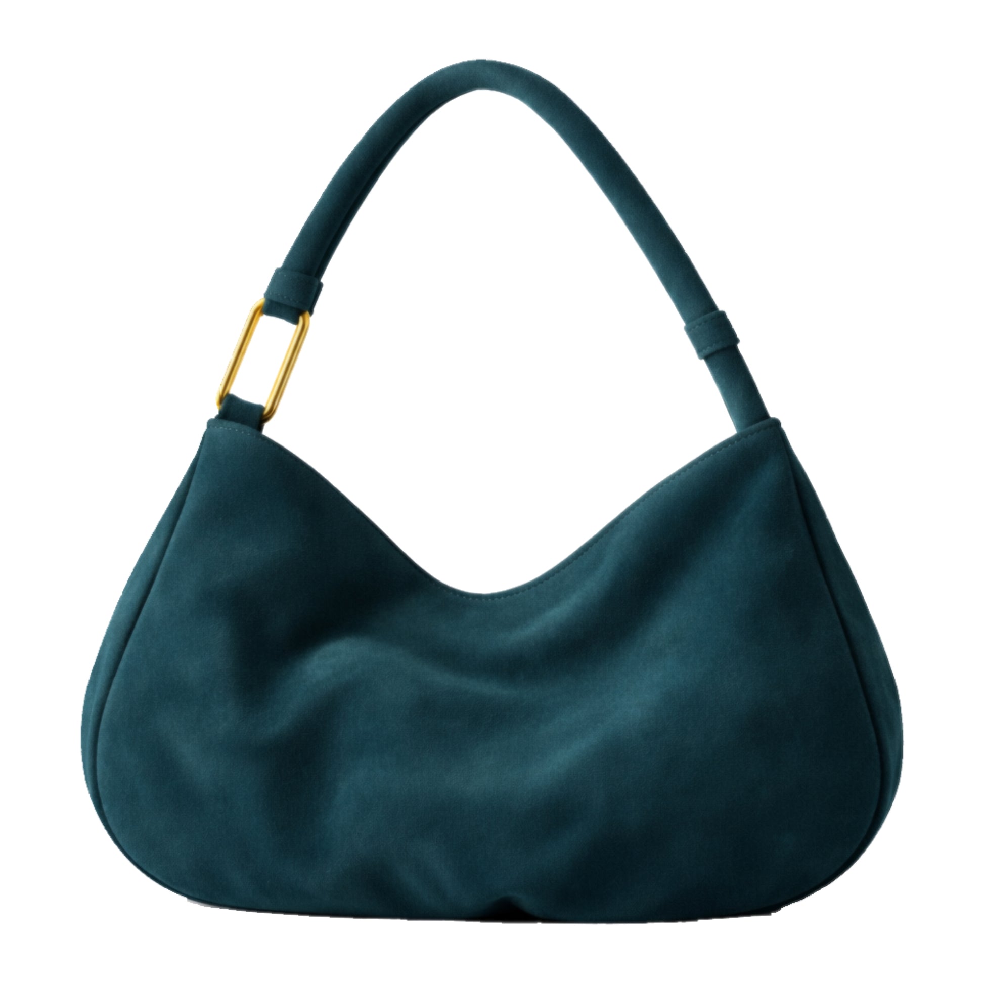 The Hob Sellenes handbag, made in premium blue suede leather, with gold plated hardwear