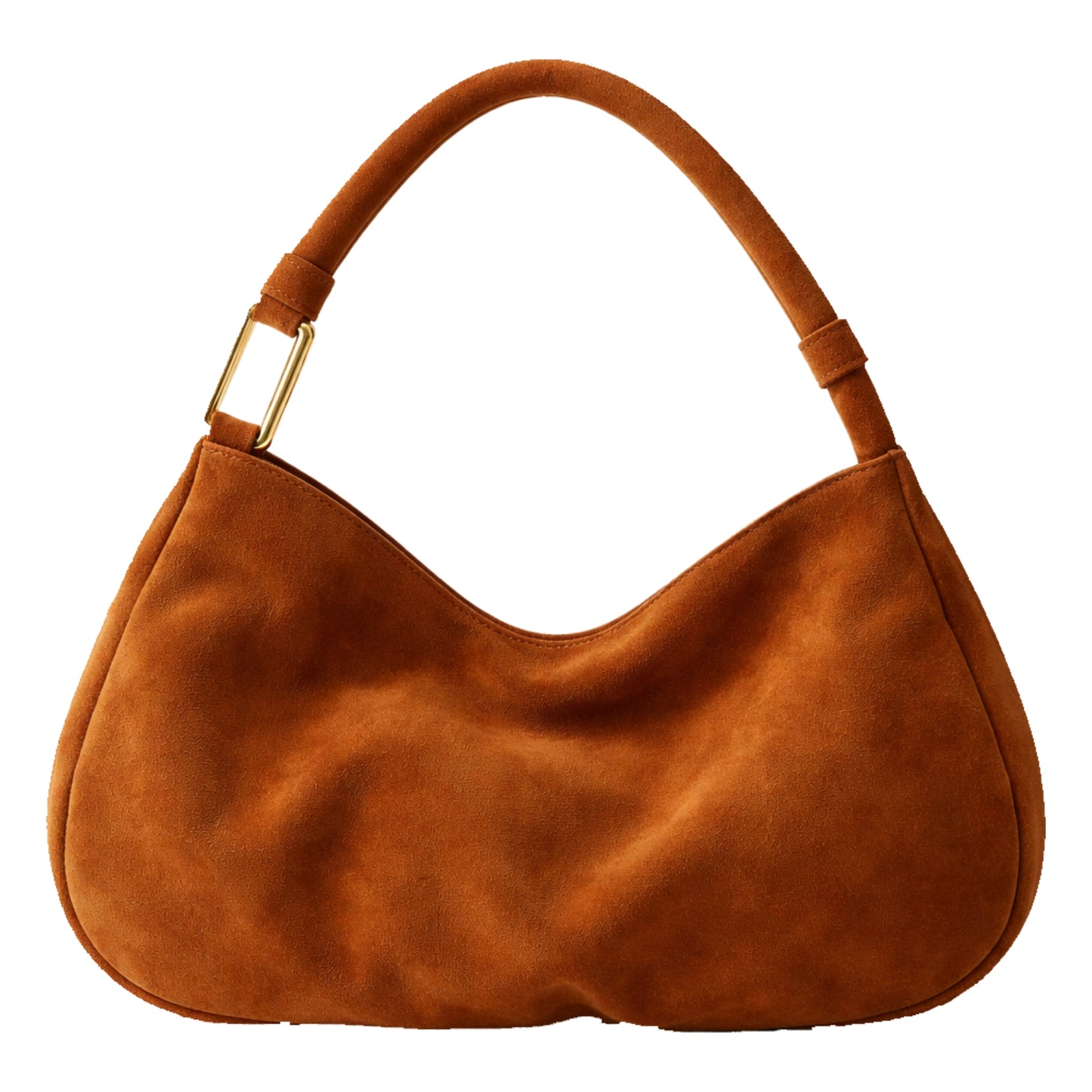 The Hob Sellenes handbag, made in premium brown suede leather, with gold plated hardwear