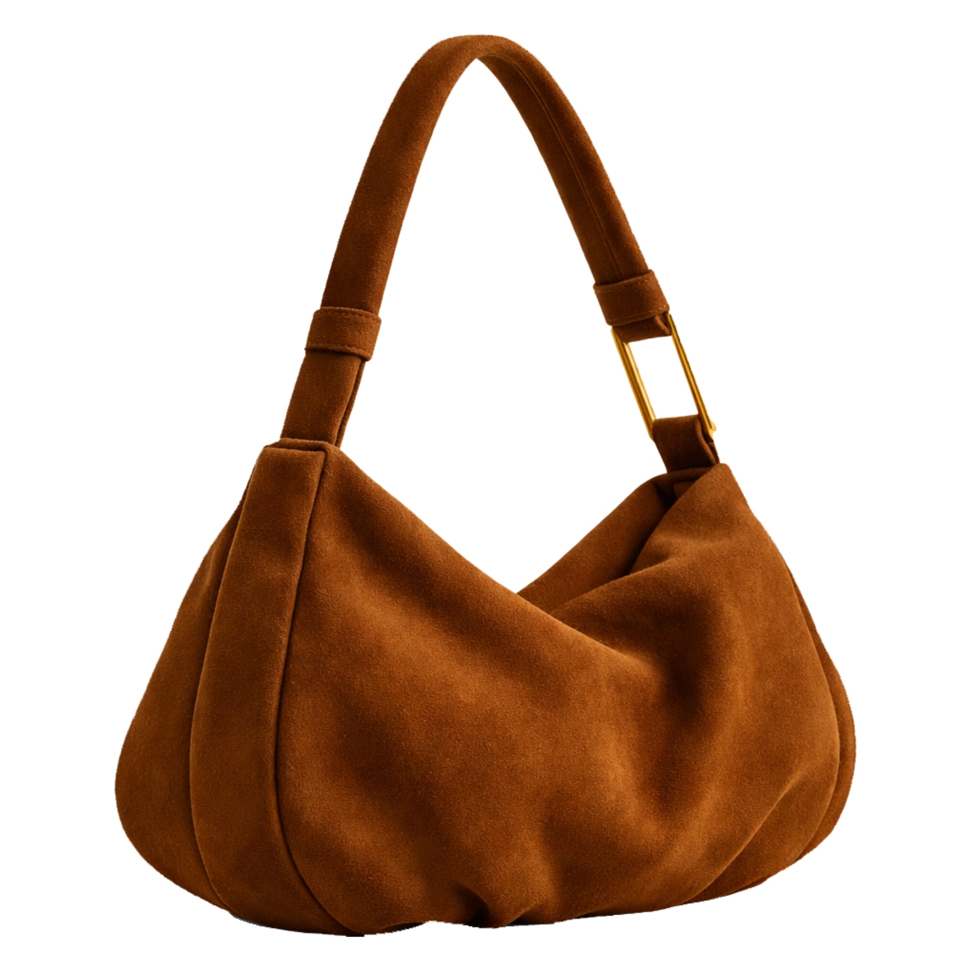 The Hob Sellenes handbag, made in premium brown suede leather, with gold plated hardwear , handcrafted in europe in limited series