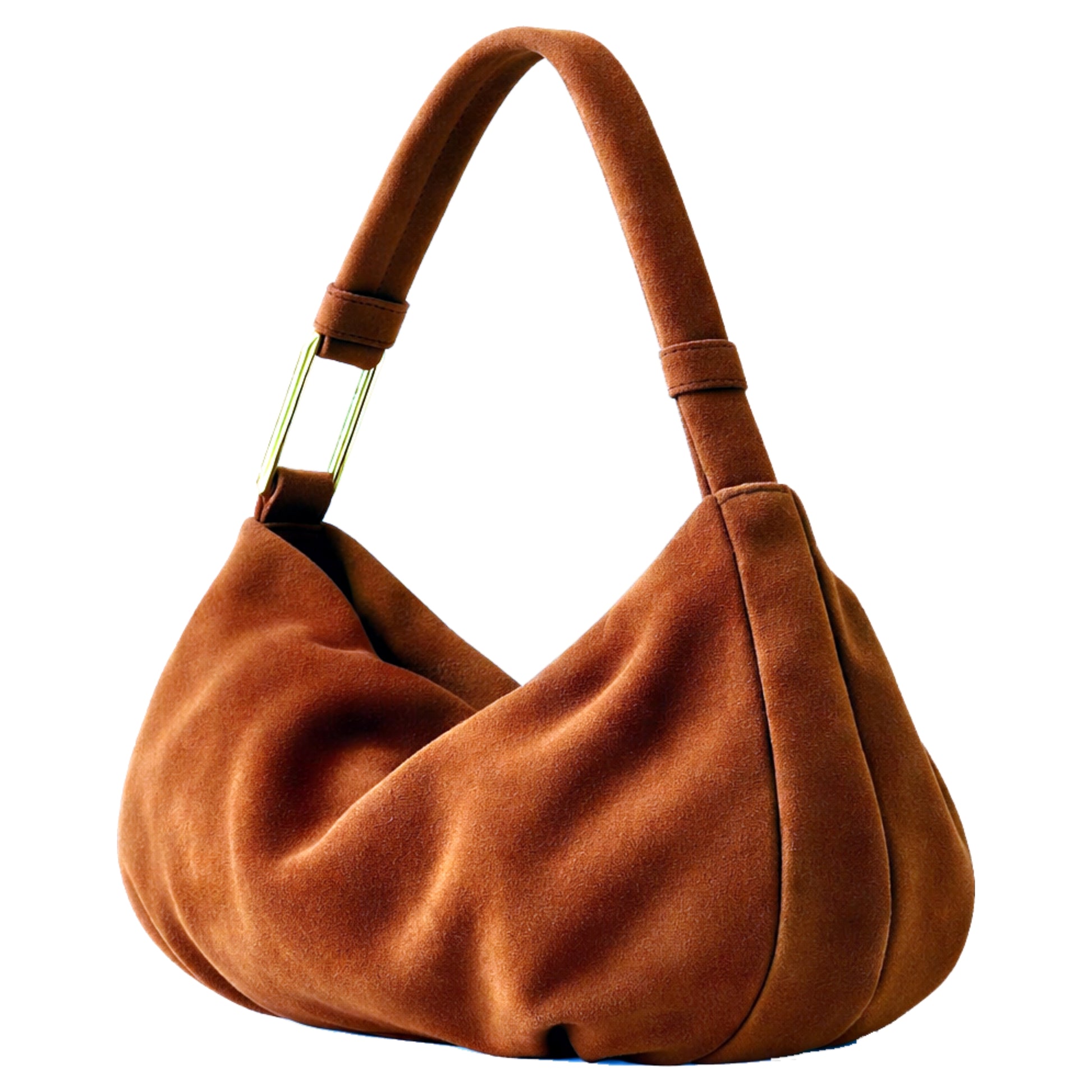 Sellenes The Hob is the everyday handbag, handcrafted of premium brown suede leather with gold plated hardwear