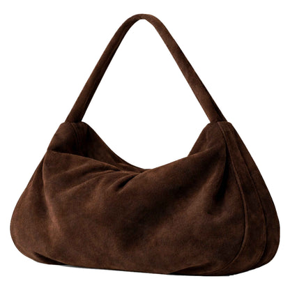 Hobs by Sellenes - premium brown suede leather hobo bag 