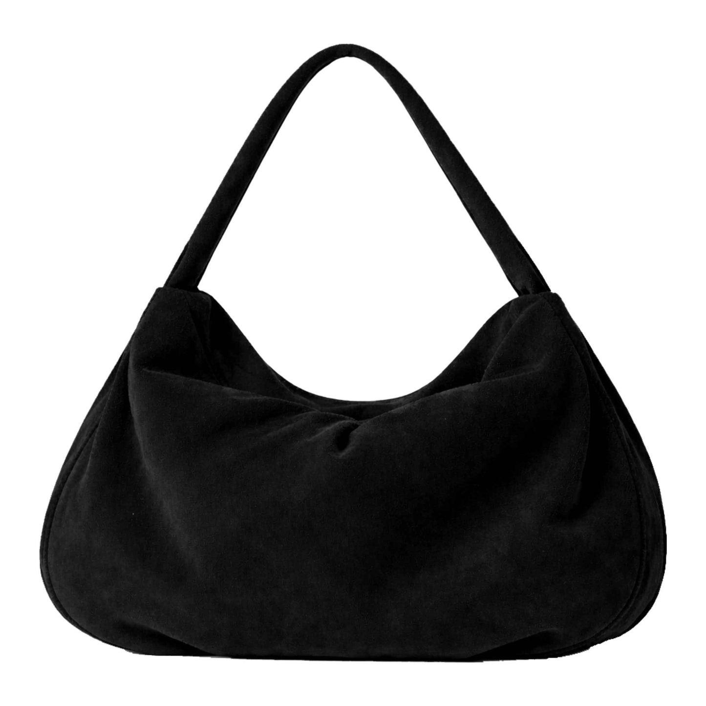 Sellenes Hobs premium black suede leather hobo bag