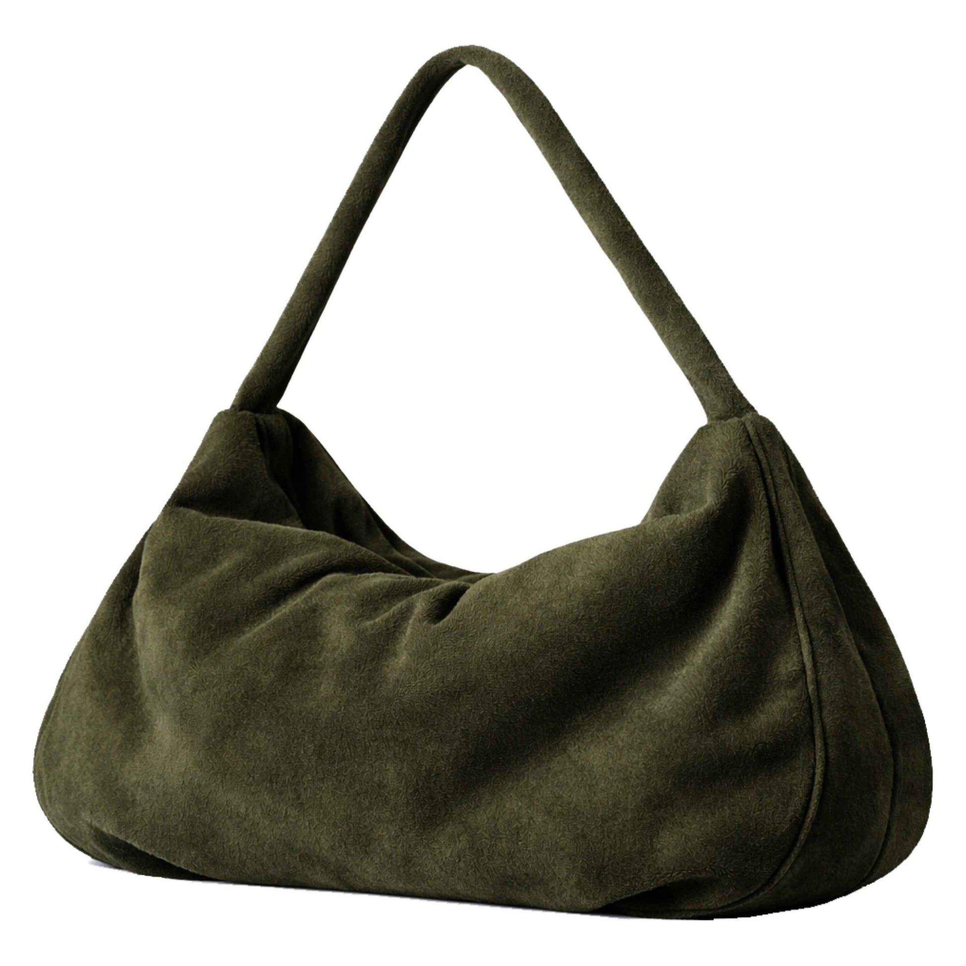 Sellenes Hobs premium green suede hobo luxury bag