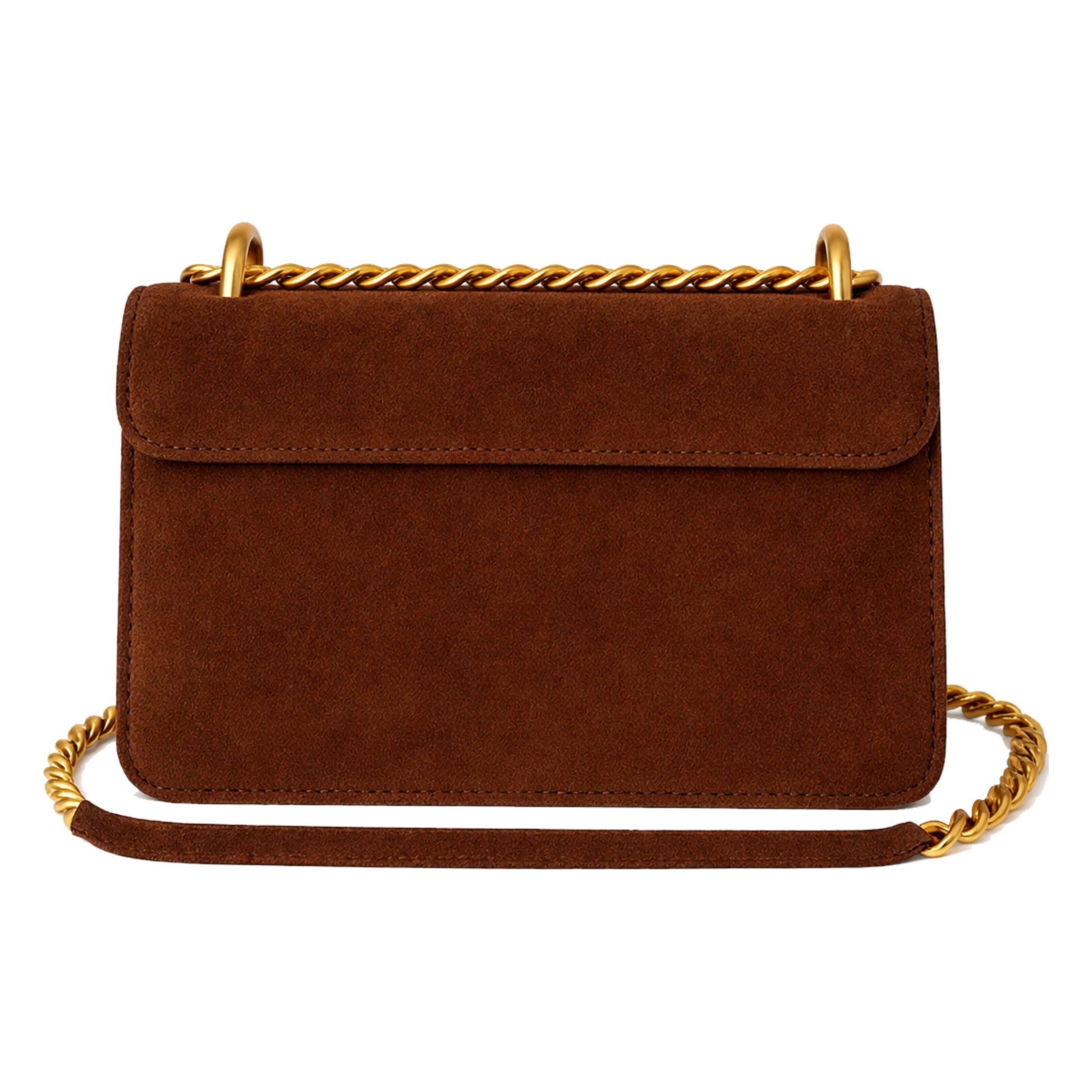 Moons Suede Brown - premium crossbody or shoulder small handbag, handcrafted in premium suede leather