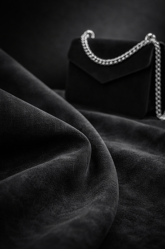 Sellenes Moons Suede Black - premium Black suede crossbody bag, handcrafted in Europe