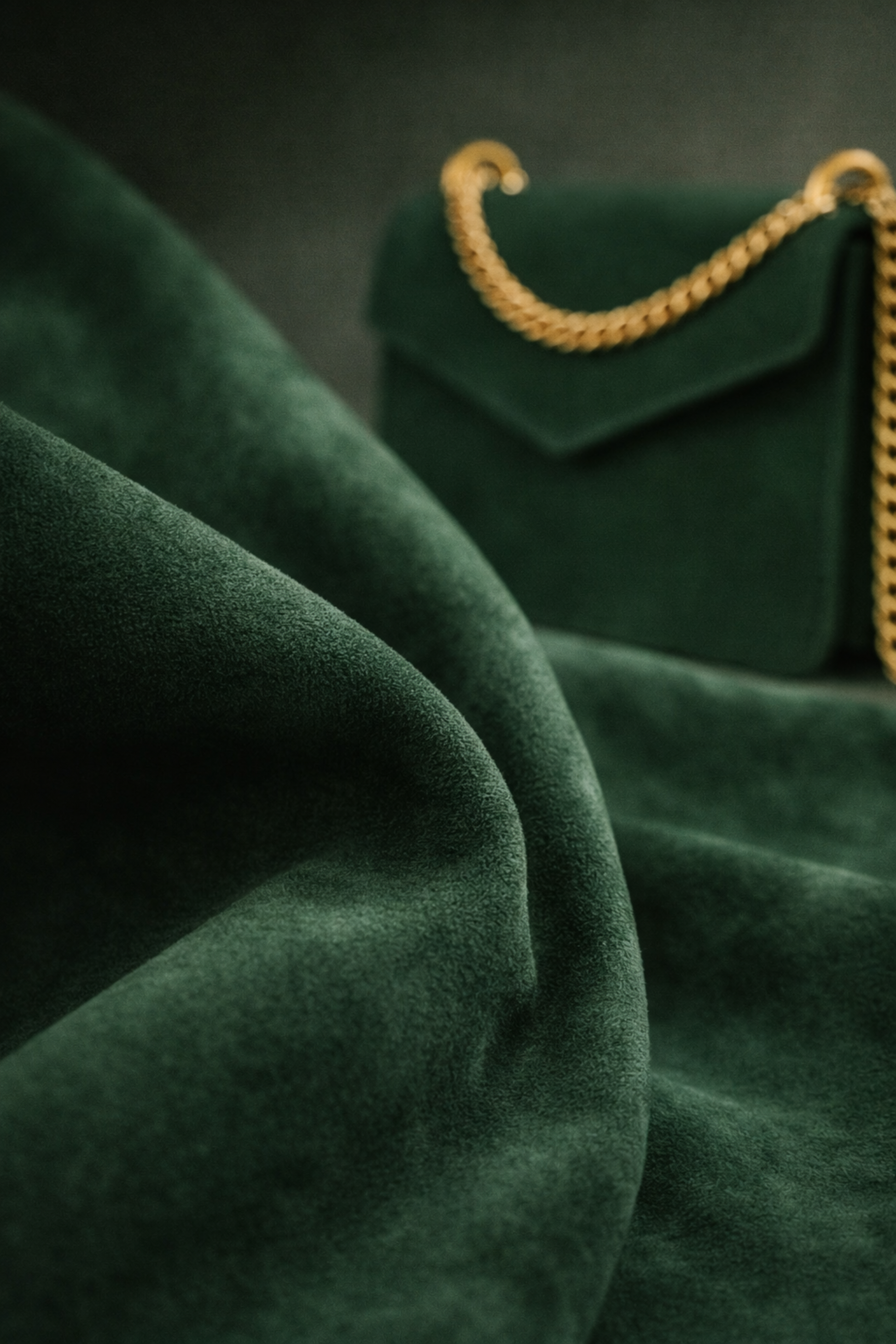 Moons green suede - luxury suede bag. Crossbody