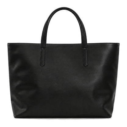New Sole - the  black leather tote bag with two top handles by Sellenes, back view