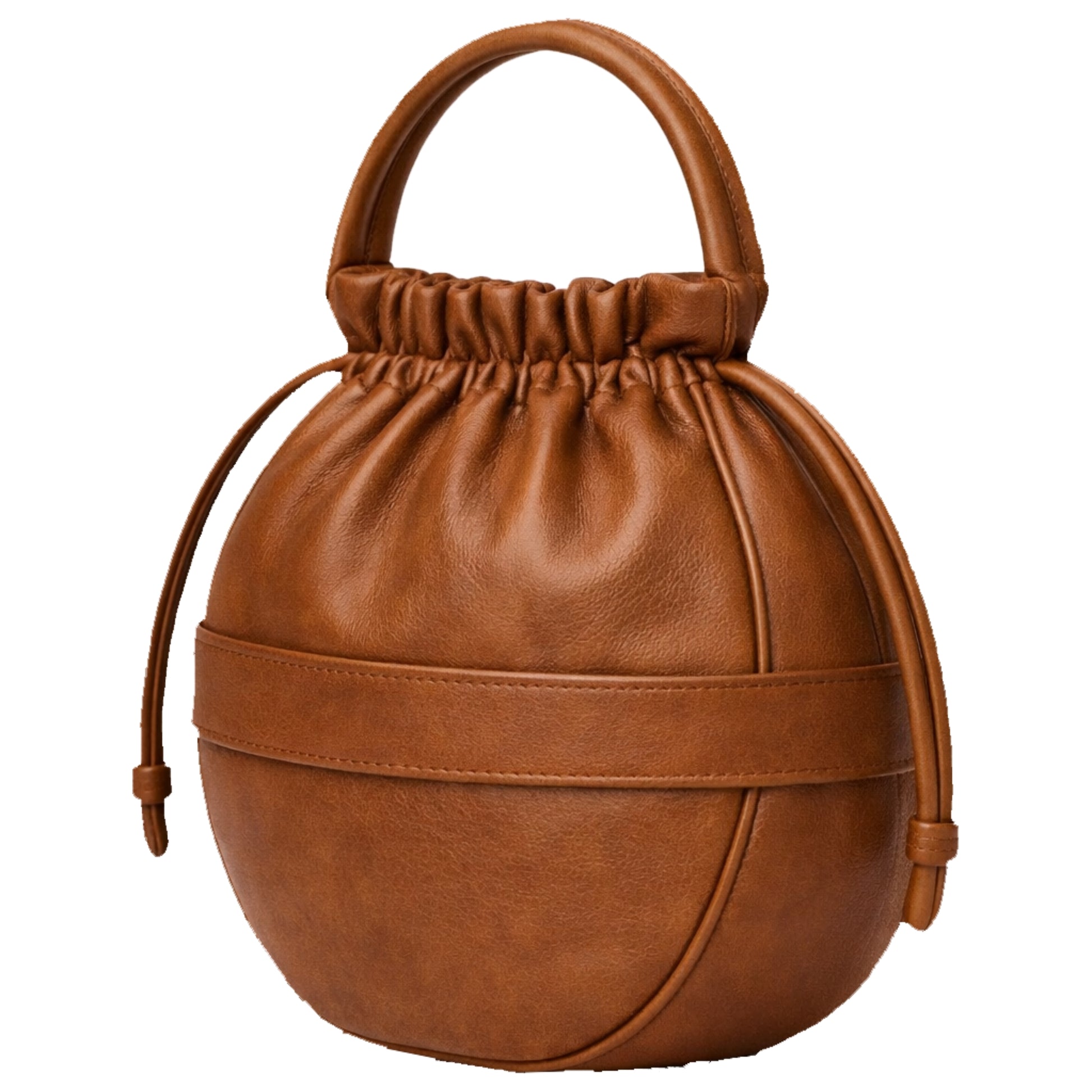 Sellenes Roundy brown luxury leather bag back, round unique shape, limited edition