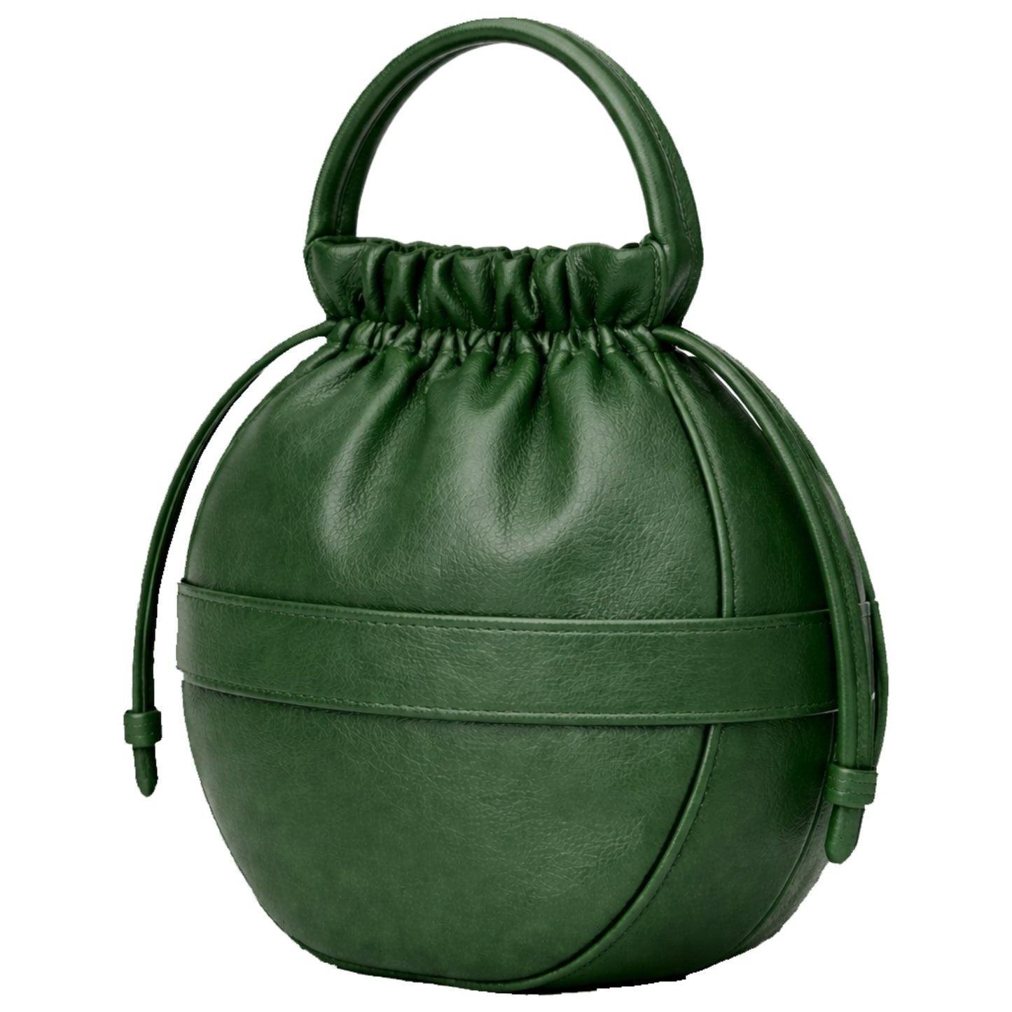 Sellenes Roundy green luxury leather bag back, round unique shape, limited edition