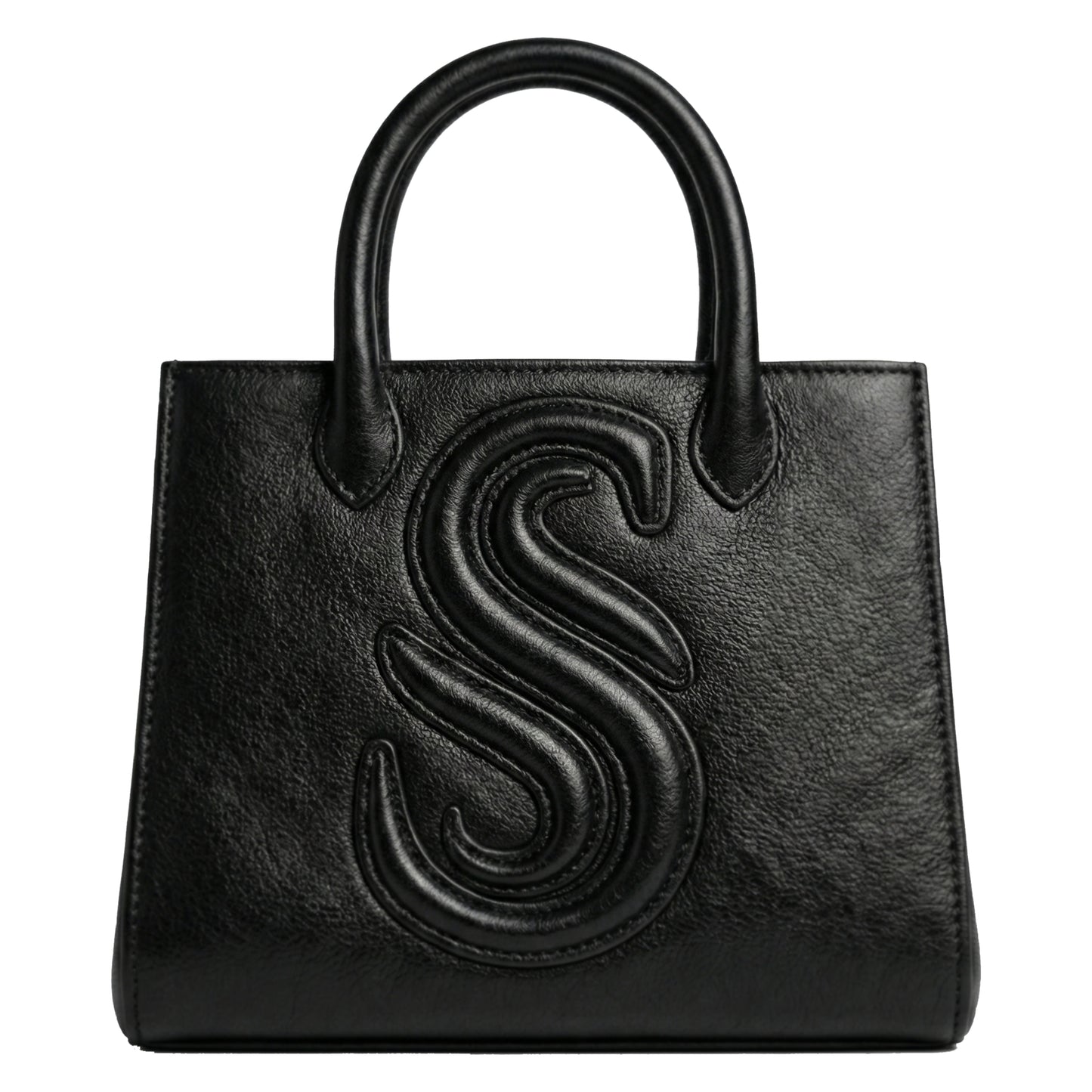 Sellenes Sally L black textured leather tote bag handcrafted in Europe in limited edition