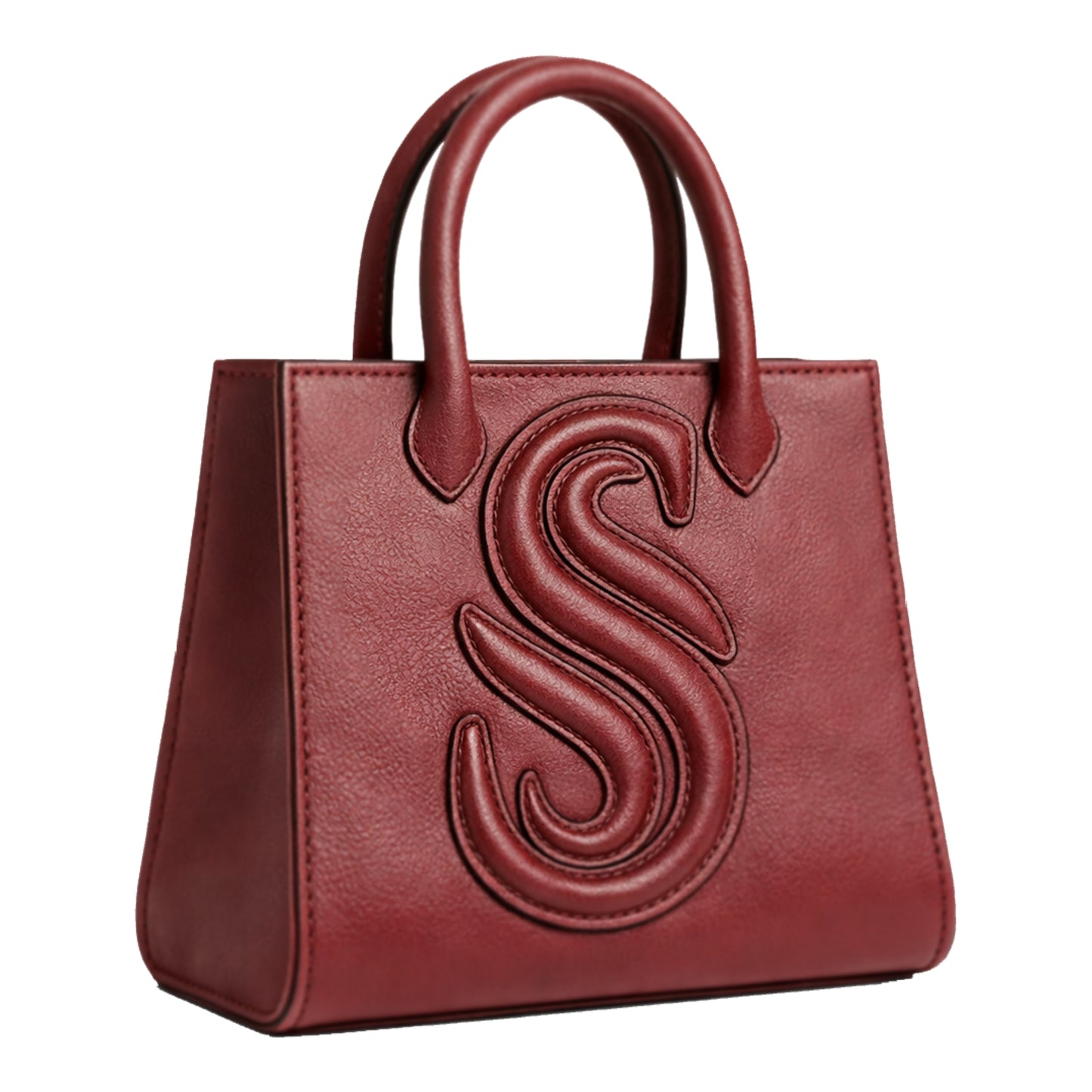 Sellenes Sally L peony pink textured leather tote bag featuring a prominent embossed 'S' logo , handcrafted in Europe in limited edition