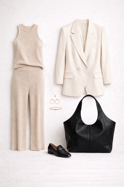 The Tote by Sellenes perfectly suited in outfit for business women