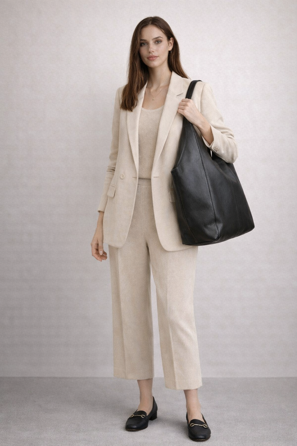 Sellenes The Tote large black leather shoulder bag with a relaxed silhouette, luxury details and handcrafted.