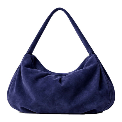 Sellenes Hobs premium navy suede hobo bag