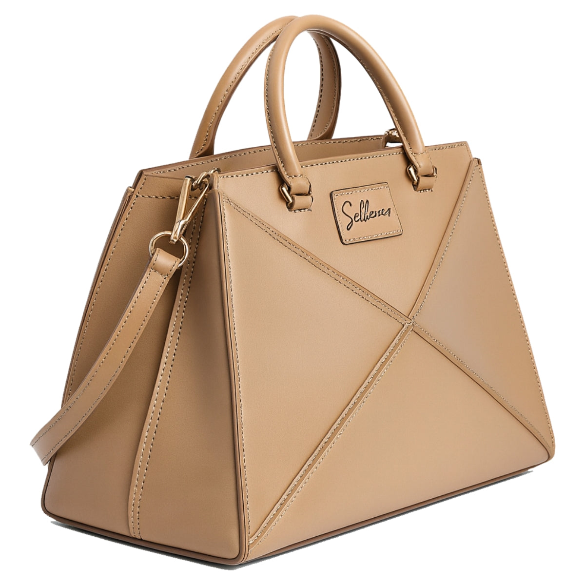 Stella by Sellenes -a structurated architectural handbag made in premium nude leather in limited edition