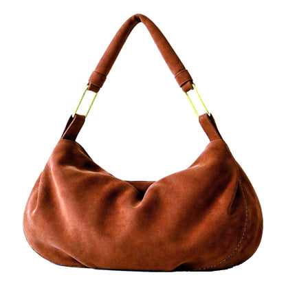 Luxury Hobo Bag by Sellenes made of rust premium suede leather,golden plated hardwear , limited series