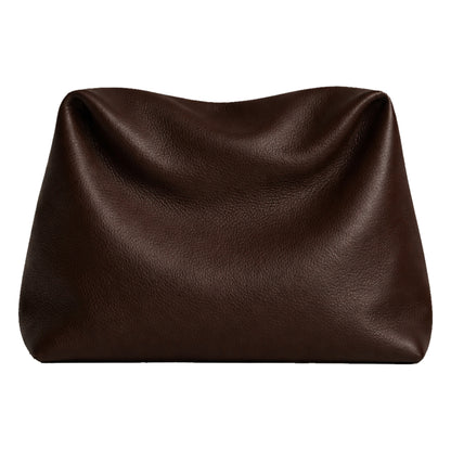 The Sack by Sellenes - luxury coffee leather handbag, back view