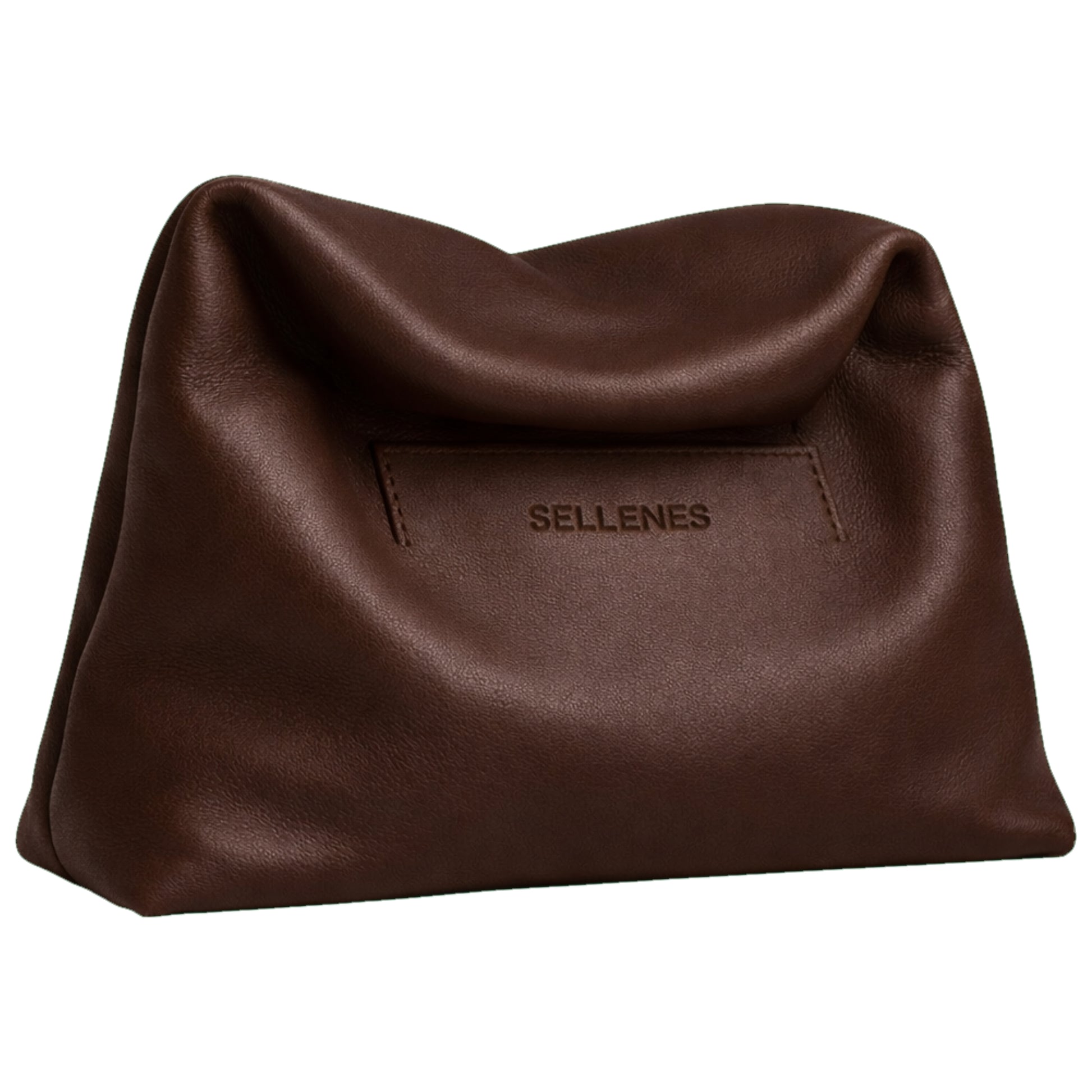 The Sack by Sellenes luxury unique handbag, made of coffee luxury nappa leather in limited edition