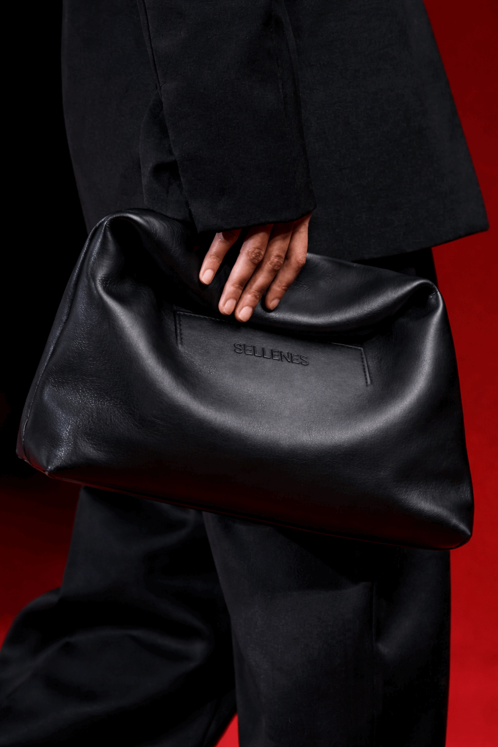 Luxury The Sack clutch of Sellenes made in premium nappa smooth leather. Luxury clutch
