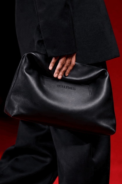 Luxury The Sack clutch of Sellenes made in premium nappa smooth leather. Luxury clutch