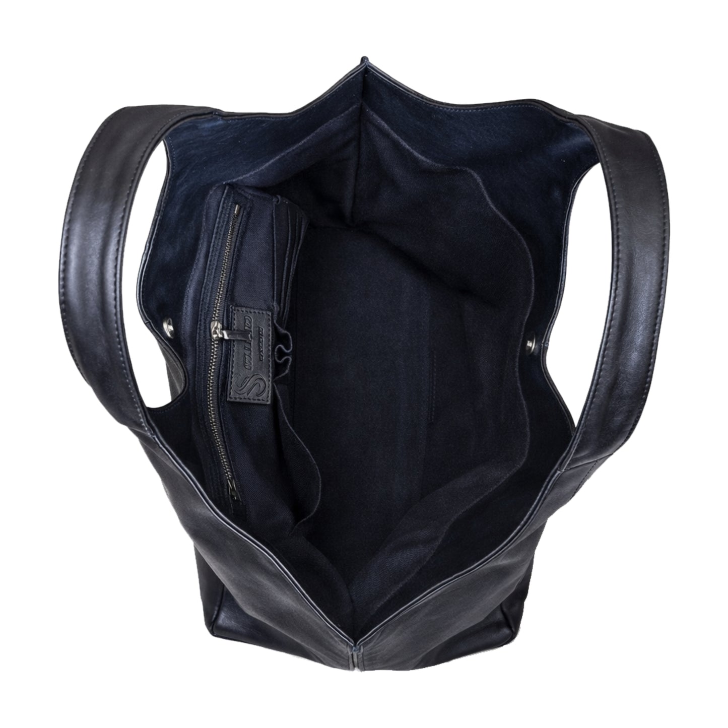 Sellenes The Tote Black inside view - luxury tote bag