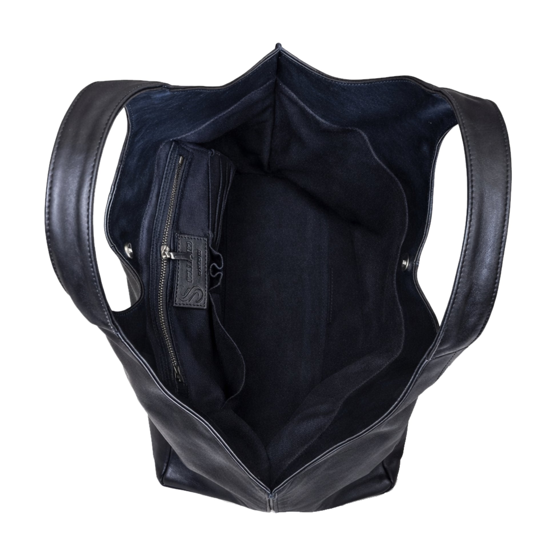 Sellenes The Tote Black inside view - luxury tote bag