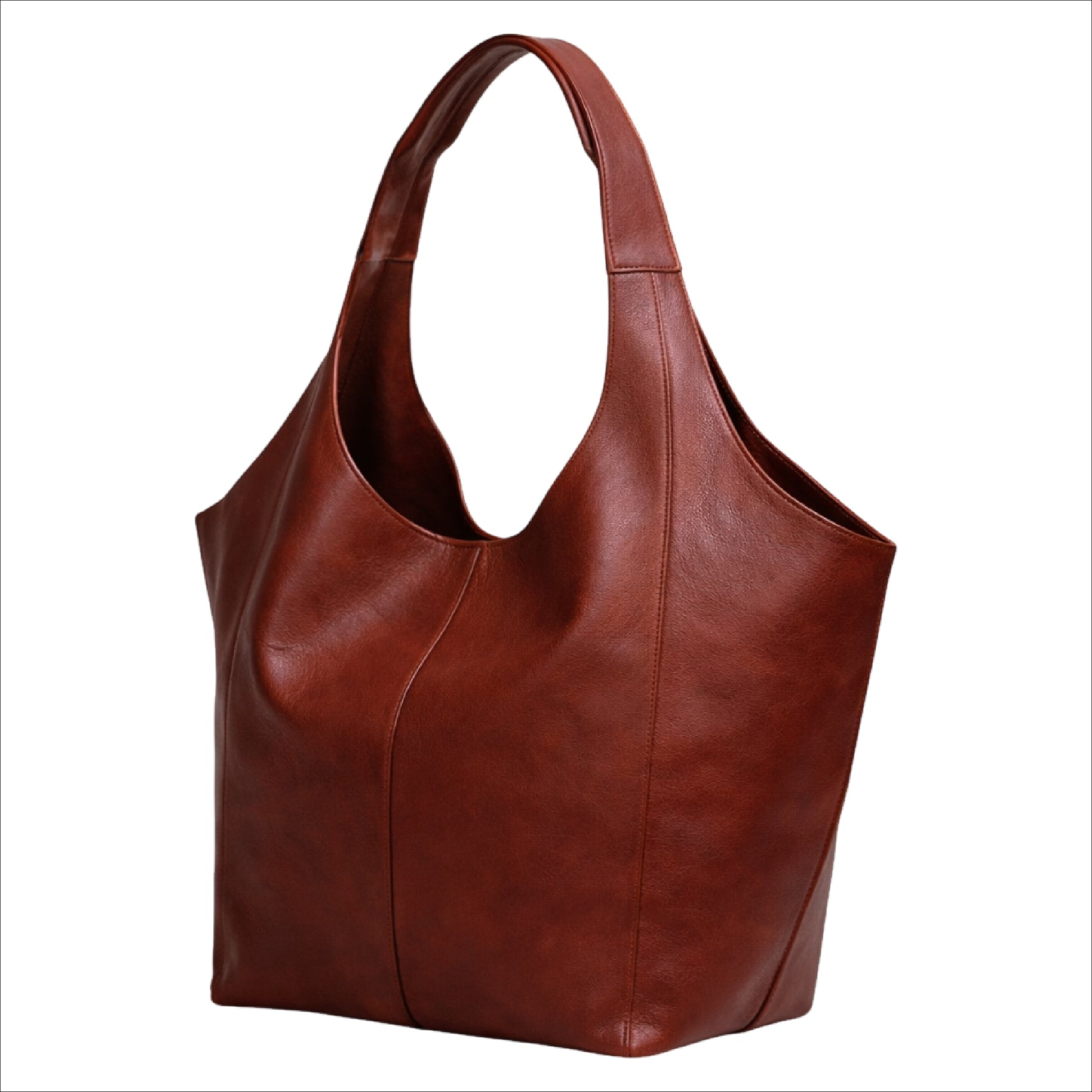 The Tote Bordeaux side view — premium nappa leather tote Sellenes