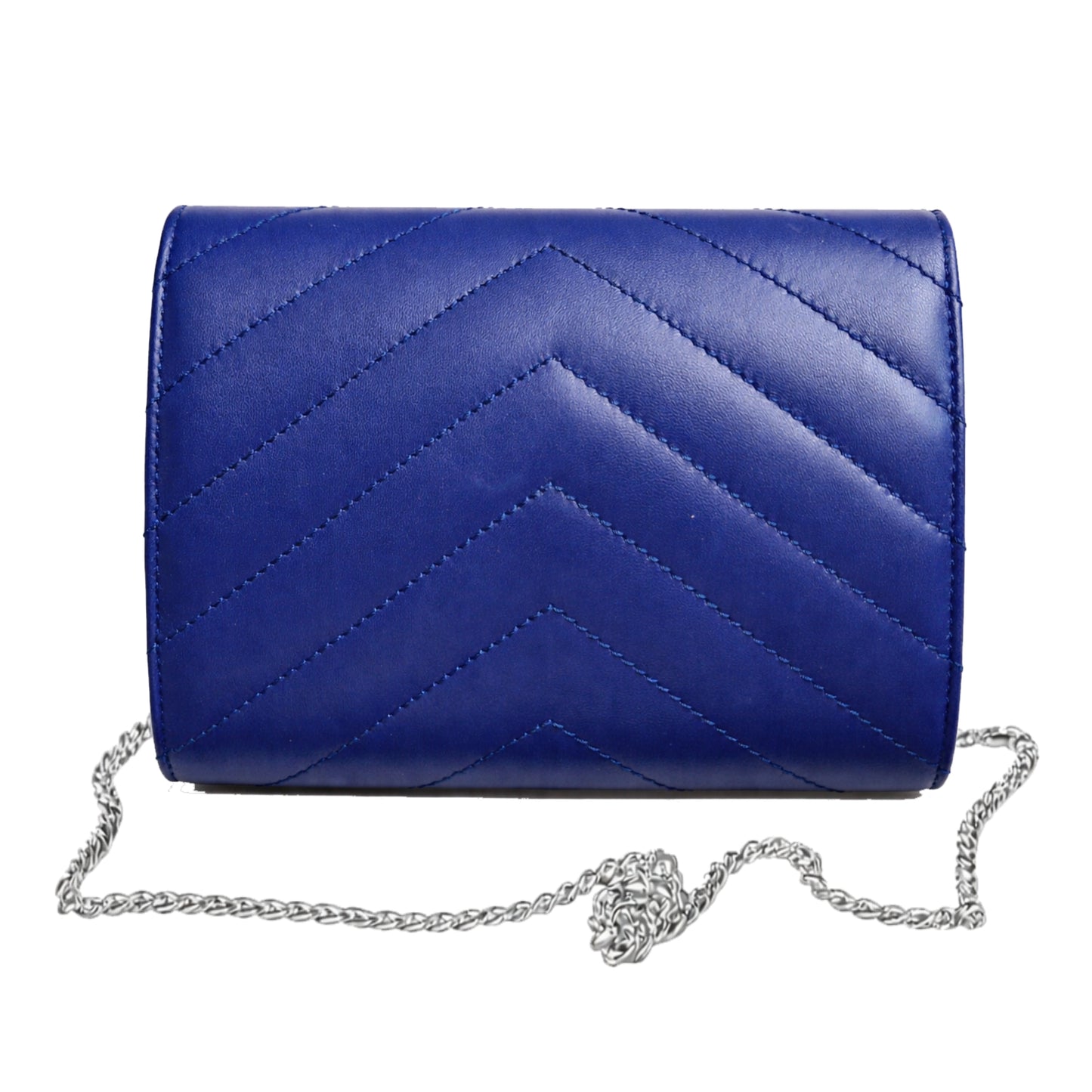 Val Blue silver luxury clutch by sellenes back view